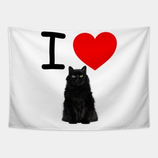 I HEART BLACK BLACK PERSIAN CAT Tapestry