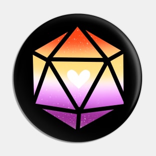 Lesbian Leviathan Pride Heart D20 Dice Pin