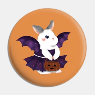 White Bat Rabbit with galaxy Outfit _ Bunniesmee Halloween edition Pin