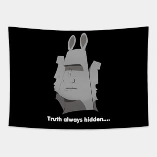 Funny moai statues with rabbit ears Tapestry