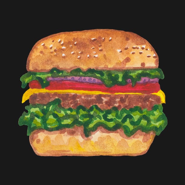 Watercolor tasty burger by deadblackpony