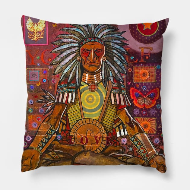 Meditating Indian Chief Pillow by Raybomusic01