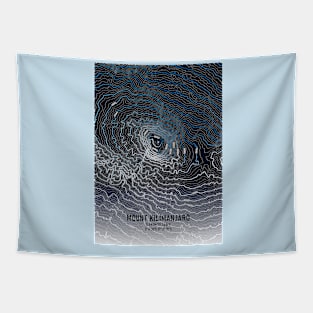 Mount Kilimanjaro Topographic map blue and white Tapestry