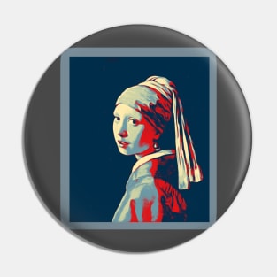 Girl with a Pearl Earring  Painting by Johannes Vermeer - Obama colors Pin