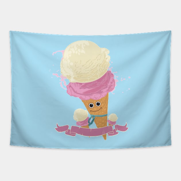 Happy Ice Cream Cone Tapestry by adamzworld