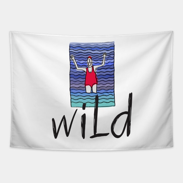 Wild Swimming Water Woman Tapestry by krisevansart