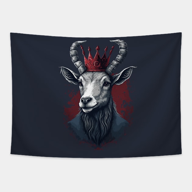 Goat King With Crown Tapestry by K3rst