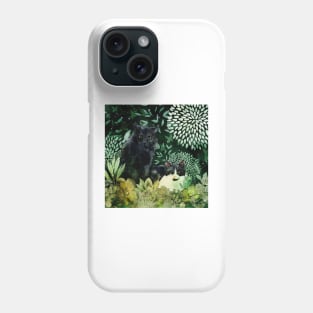 Desert Cat Brothers Negative Painting Green Background Phone Case