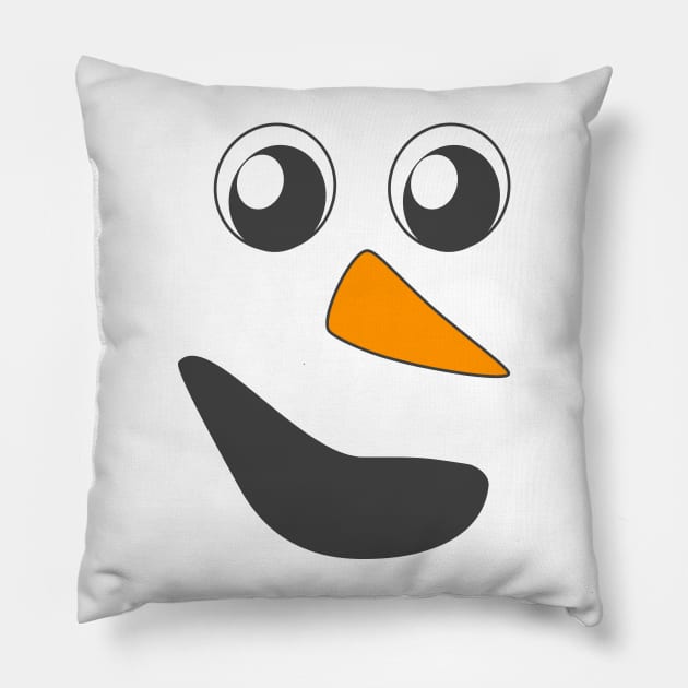 Cute ugly Christmas Snowman Face Pillow by rayraynoire