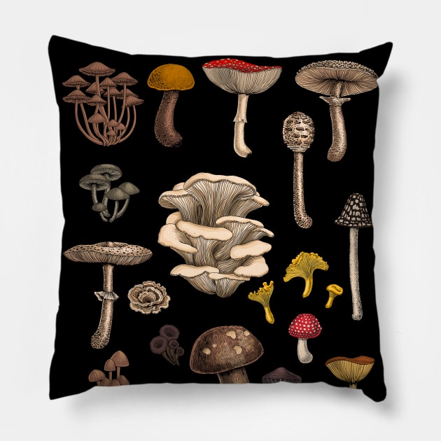 Wild mushrooms Pillow by katerinamk