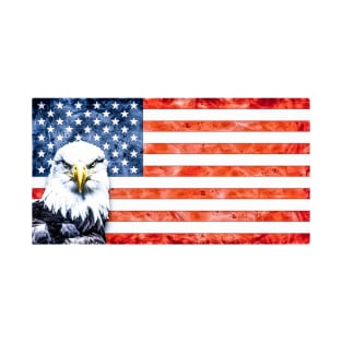 Rustic Distressed Eagle on American Flag T-Shirt