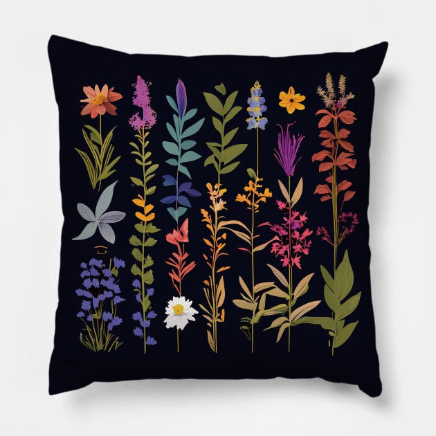 Floral Herb Harmony: Nature's Medley Pillow by linann945
