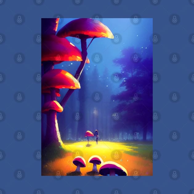 DREAMY SURREAL RED MUSHROOMS AT NIGHT by sailorsam1805