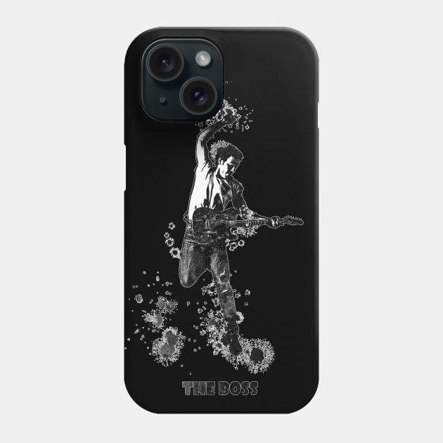 Bruce Springsteen The Boss Watercolor Splatter Black and White 04 Phone Case by SPJE Illustration Photography