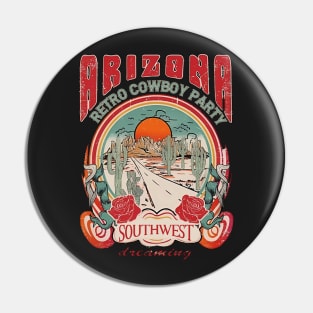 Vintage Retro Sunset Arizona Western Desert Cactus Pin