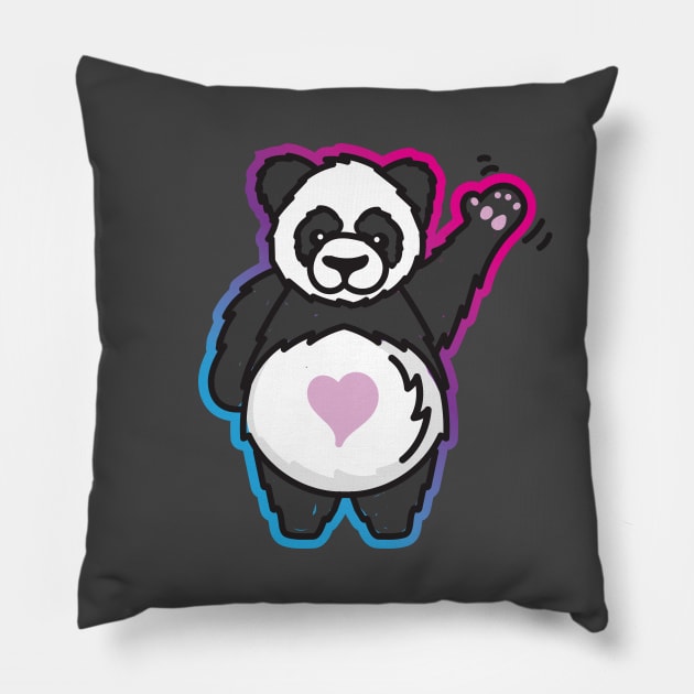 Hello Giant Panda Bear Heart Pillow by Vin Zzep