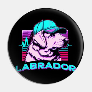 Labrador Synthwave Dog Lover Retriever Pin