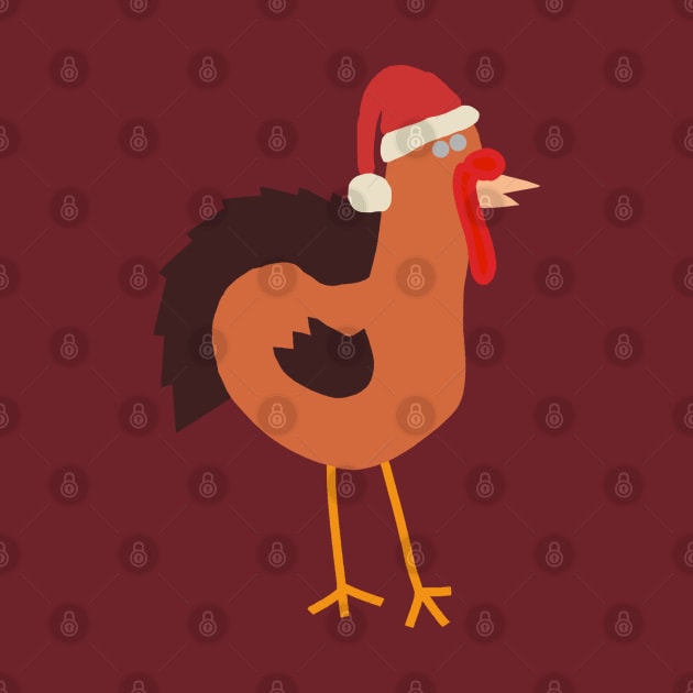 Abstract Thanksgiving Turkey in Santa Hat for Christmas by ellenhenryart