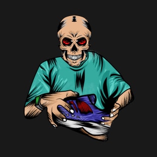 vector image with a person with a skull head holding a shoe T-Shirt