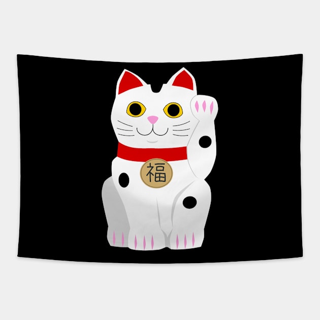 Lucky charms beckoning cat (maneki neko) Tapestry by La Tortue Qui Boit Du Thé