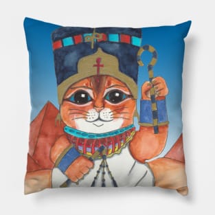 Neferkitty lucky cat art Pillow