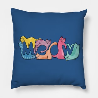 Meow Cats Typography Pillow