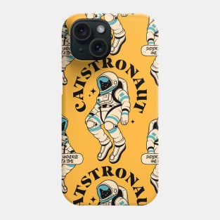 Astronaut Black Cat Pattern in yellow Phone Case