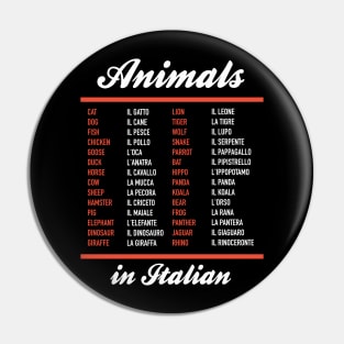 Animals In Italian - Italian Language Cheatsheet Pin