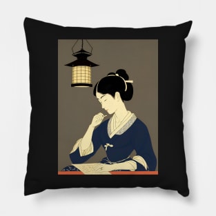 Ukiyo-e Japanese Art - Woman by a Lantern Pillow