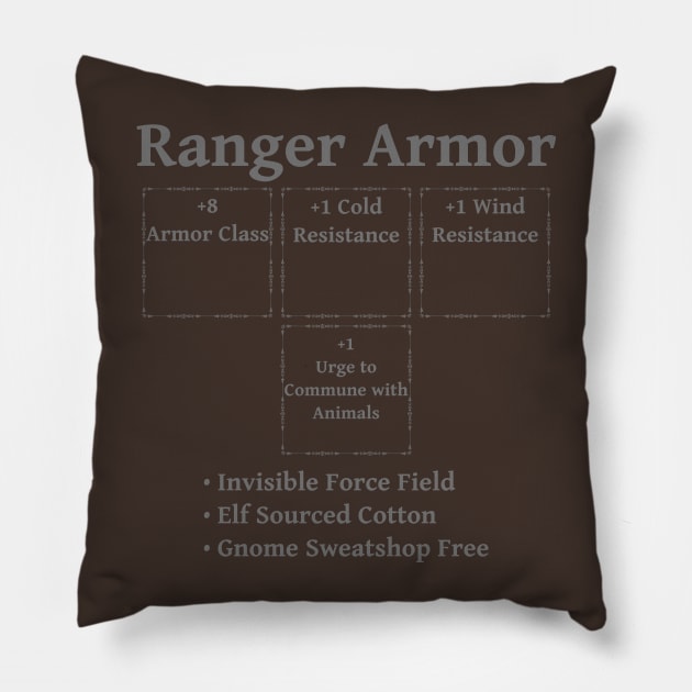 Ranger Armor: Role Playing DND 5e Pathfinder RPG Tabletop RNG Pillow by rayrayray90