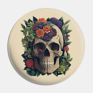 Flower plant skull Pin