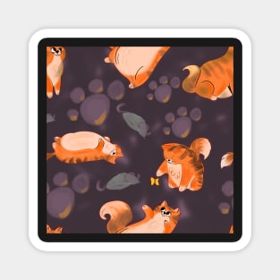 Chonky fat orange cats on purple Magnet