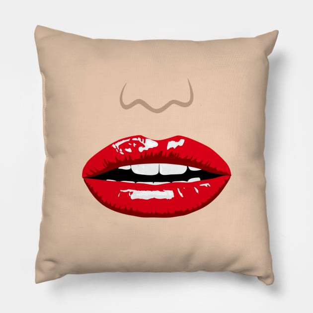 Full, Sexy, Glossy Red Lips Pillow by Art by Big Al