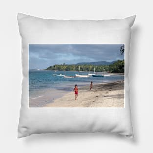 Children on a Cuban beach Pillow