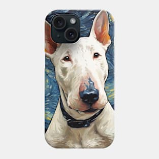 Bull Terrier Dog Breed Painting in a Van Gogh Starry Night Art Style Phone Case