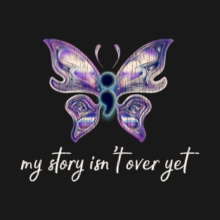 Semicolon Project Depression Awareness Butterfly Suicide Prevention T-Shirt