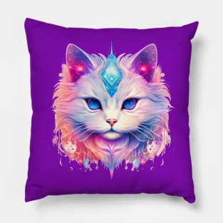 Teal Purple Celestial Cat Pillow