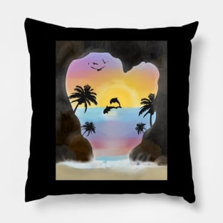 Dolphins sunset Pillow