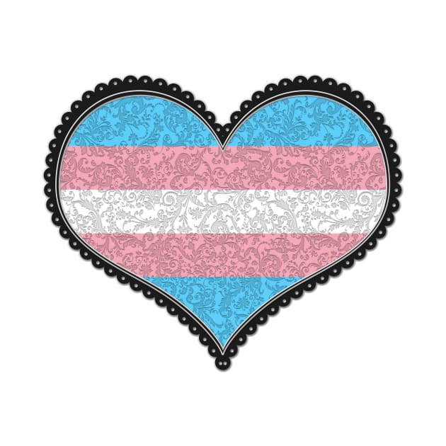 Elegant Transgender Pride Decorative Heart in Pride Flag Colors by LiveLoudGraphics