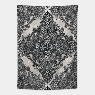 Charcoal Lace Pencil Doodle Tapestry