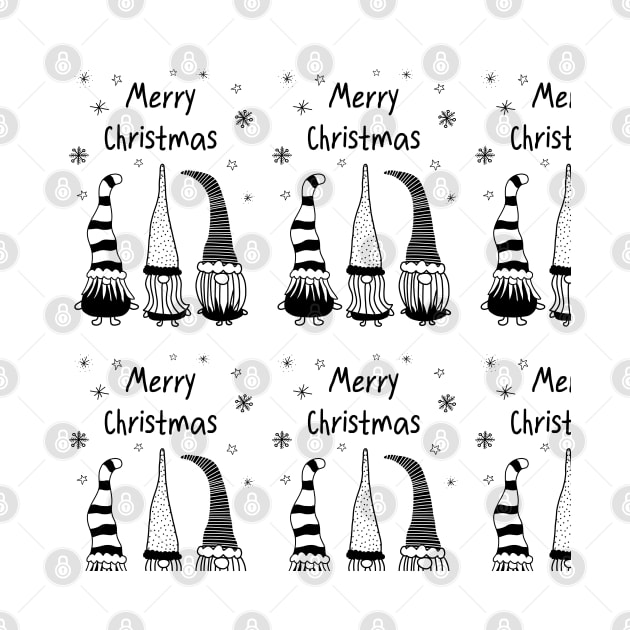 Christmas Gnomes Black On White by Sandra Hutter Designs