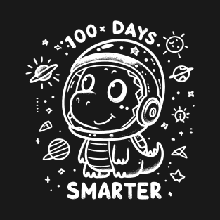 100Th Day Of School 100 Days Smarter Funny Dino T-Shirt