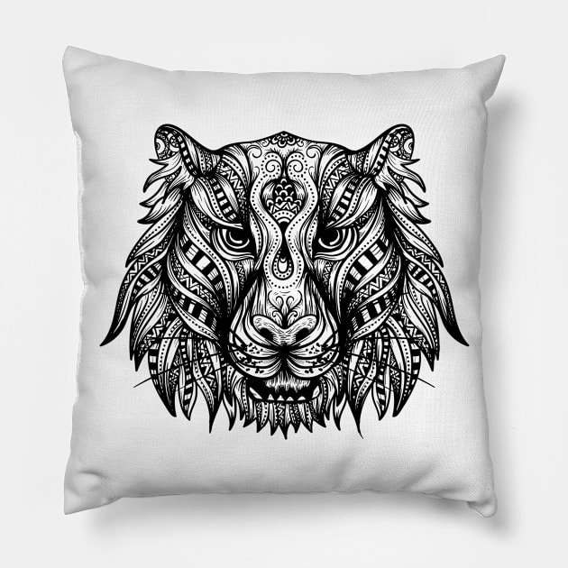 Mandala Tiger Pillow by Urban_Vintage