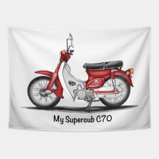 Drawing of Retro Motorcycle Honda Cub C70 Tapestry