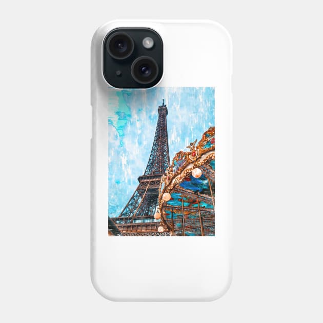 Eiffel Tower Vintage Carousel. For Eiffel Tower & Paris Lovers. Phone Case by ColortrixArt