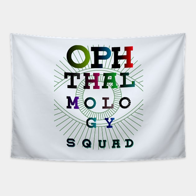 OPHTHALMOLOGY SQUAD, colorful fonts Tapestry by artbleed