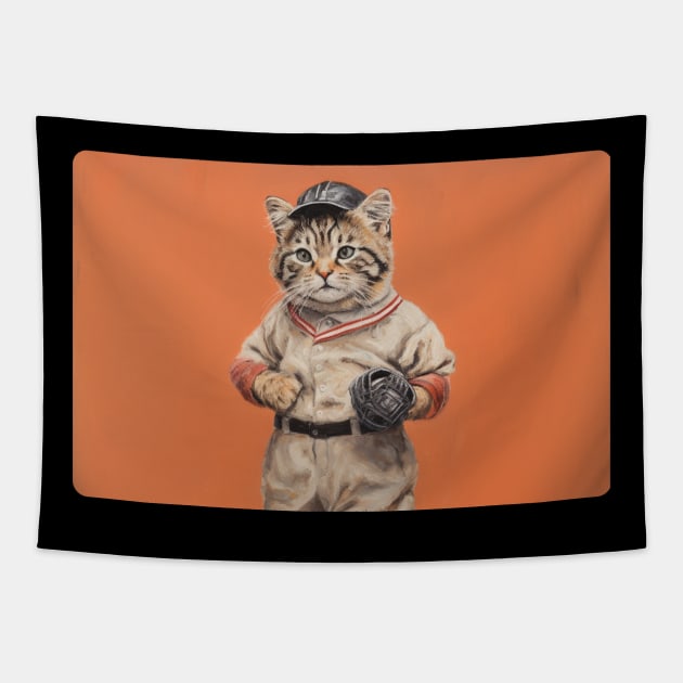 baseball player cat Tapestry by hnueng111