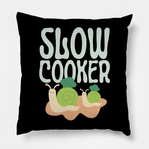 Slow Cooker Cute & Funny Snail Chef Pillow by Point Shop