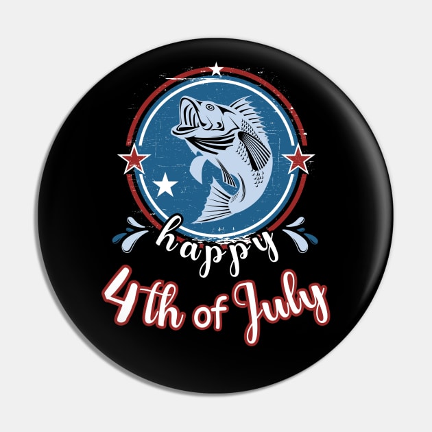 Happy 4Th of July Funny Fish Retro Pin by Cute Pets Graphically