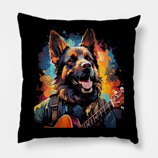 German Shepherd Playing Guitar Pillow